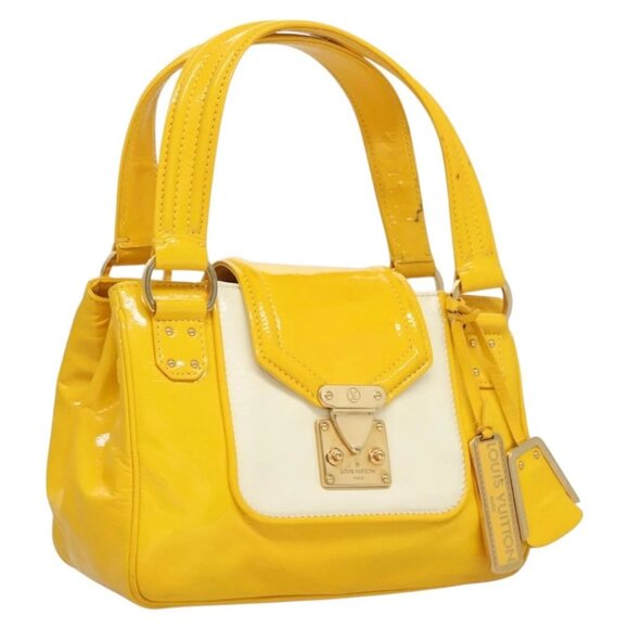 LOUIS VUITTON Cruise line Sac Bicolor Hand Bag Enamel Yellow M92547 Auth 131494 - Picture 1 of 16